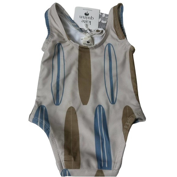 NWT Kate Quinn Infant Baby Longboard Print Tank One-Piece Swim Suit Size 0-3 Mos - Picture 2 of 5